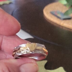 Stainless Steel Heart Spinner Ring Size 10